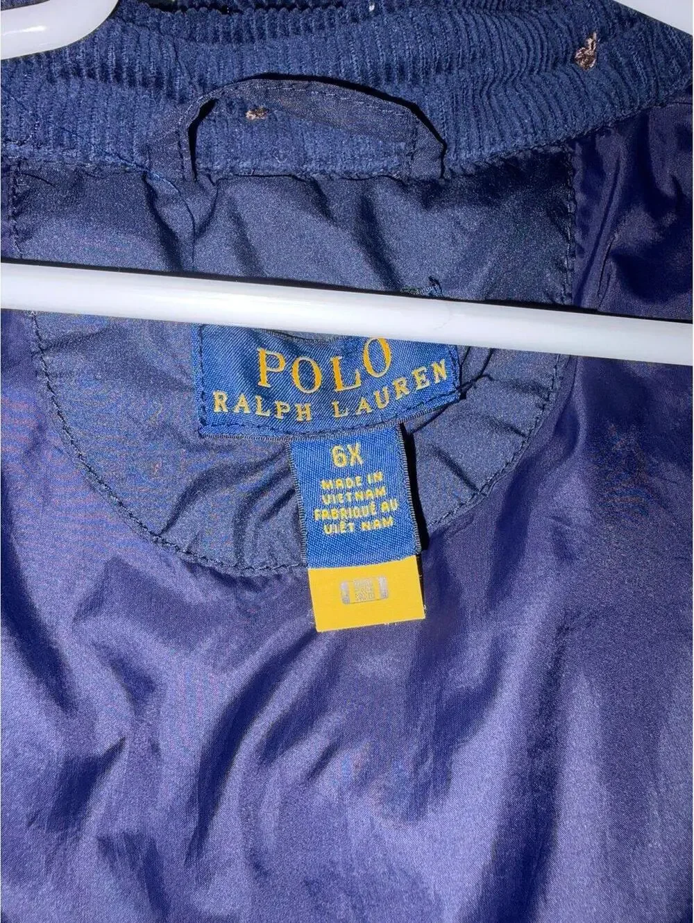 Polo Ralph Lauren Quilted hooded Jacket Snap Buttons Blue - Kids size 6x